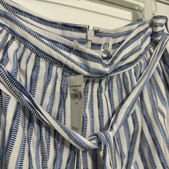 Gap Women's Blue White Stripe Spring Summer Midi Skirt Tie Waist Pockets Sz 16 - Picture 4 of 10